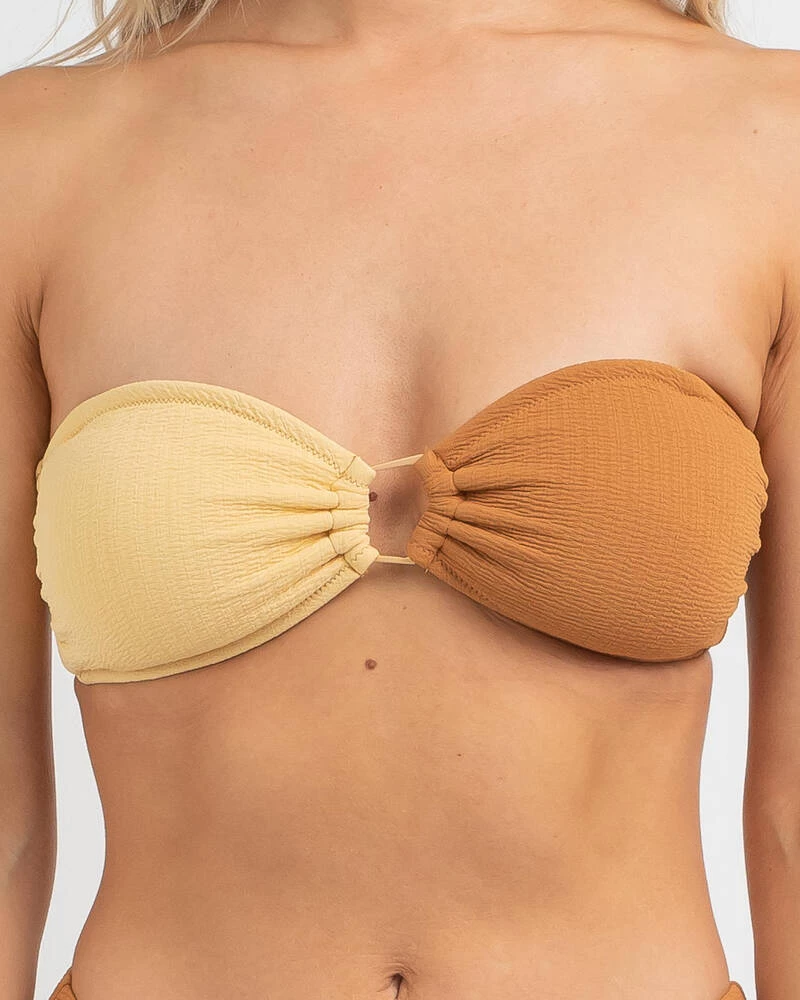 Cheap 🔔 Rhythm Warm Sands Spliced Two Tone Bandeau 👙 Bikini Top Golden Brown 🌟 4 Cheap 🔔 Rhythm Warm Sands Spliced Two Tone Bandeau 👙 Bikini Top Golden Brown 🌟 - Image 4